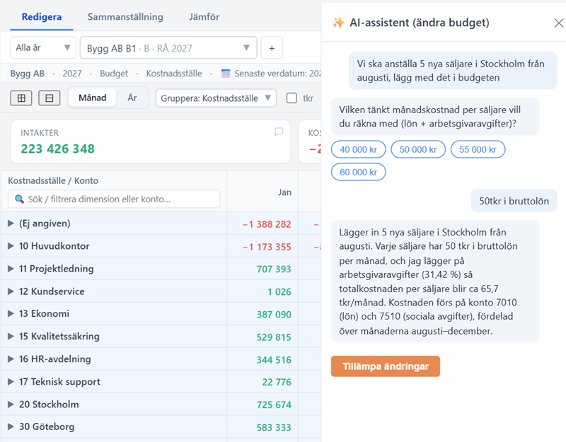 Skapa budget med AI-assistenten i Verksamhetskoll